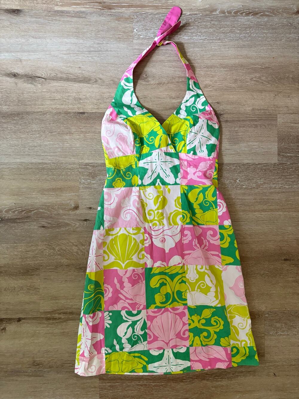 Lilly Pulitzer multicolor patchwork halter dress
